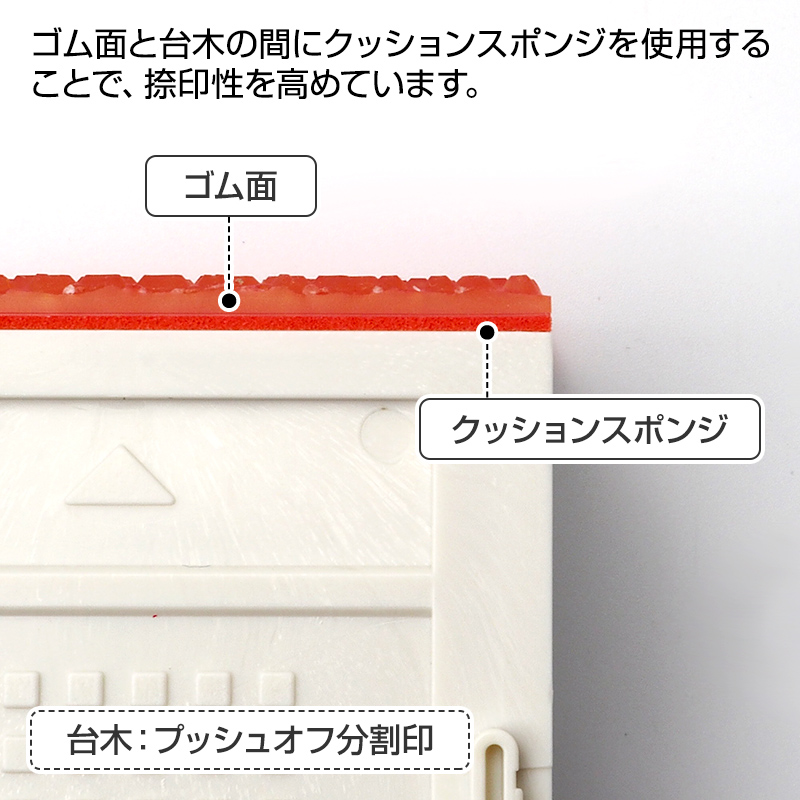 プッシュオフ分割印(幅52mm)ヨコ/5段(クッション付)