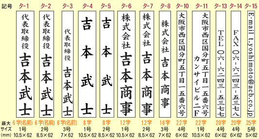 住所印タテ型レイアウト一覧